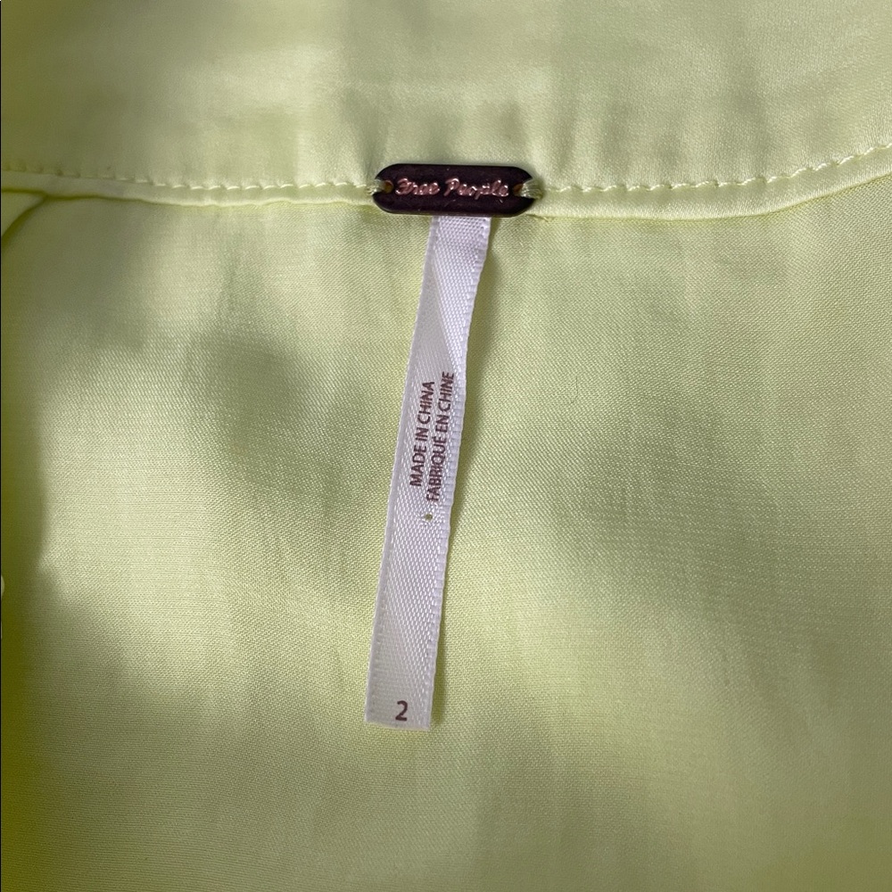 Free People Satin‎ Asymmetrical Lola Slit Midi Skirt Neon Yellow Size 2 - Picture 8 of 10